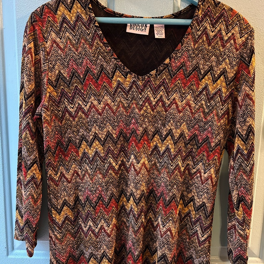 Chico's Black Knit Top with Subtle Metallic Accents